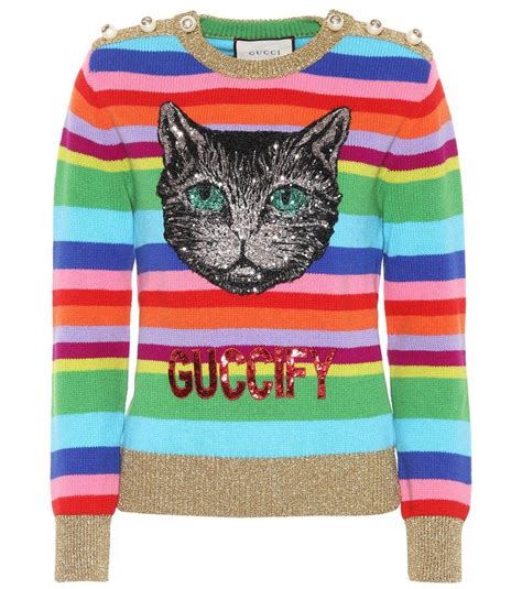 gucci striped cat sweater|Gucci piglet sweater.